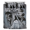 Monochrome Native Indian Portrait Print Duvet Cover Bedding Set
