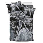 Monochrome Native Indian Portrait Print Duvet Cover Bedding Set