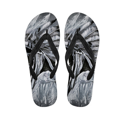 Monochrome Native Indian Portrait Print Flip Flops