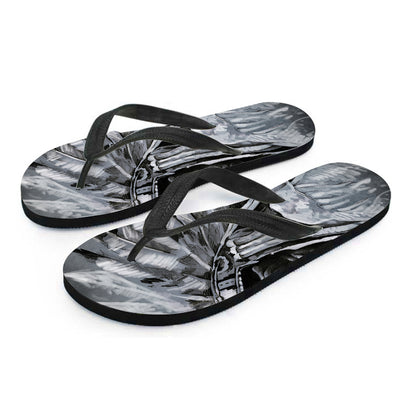 Monochrome Native Indian Portrait Print Flip Flops