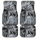 Monochrome Native Indian Portrait Print Front and Back Car Floor Mats