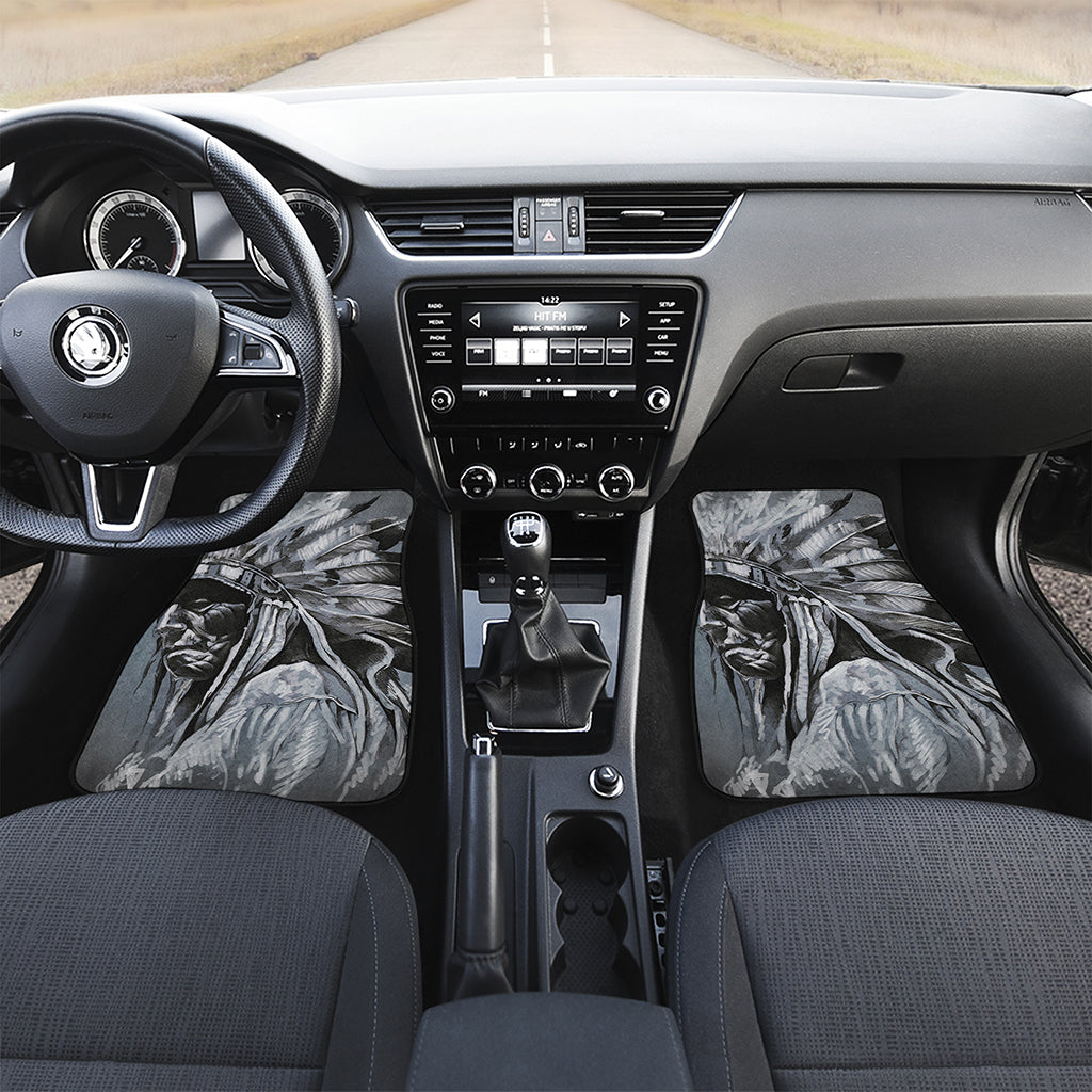 Monochrome Native Indian Portrait Print Front Car Floor Mats