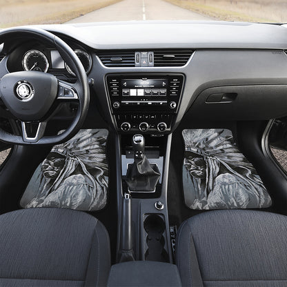 Monochrome Native Indian Portrait Print Front Car Floor Mats