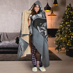 Monochrome Native Indian Portrait Print Hooded Blanket