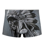 Monochrome Native Indian Portrait Print Men's Boxer Briefs