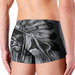 Monochrome Native Indian Portrait Print Men's Boxer Briefs