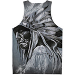 Monochrome Native Indian Portrait Print Men's Tank Top