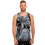 Monochrome Native Indian Portrait Print Men's Tank Top