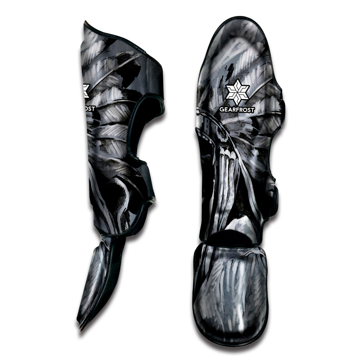 Monochrome Native Indian Portrait Print Muay Thai Shin Guard