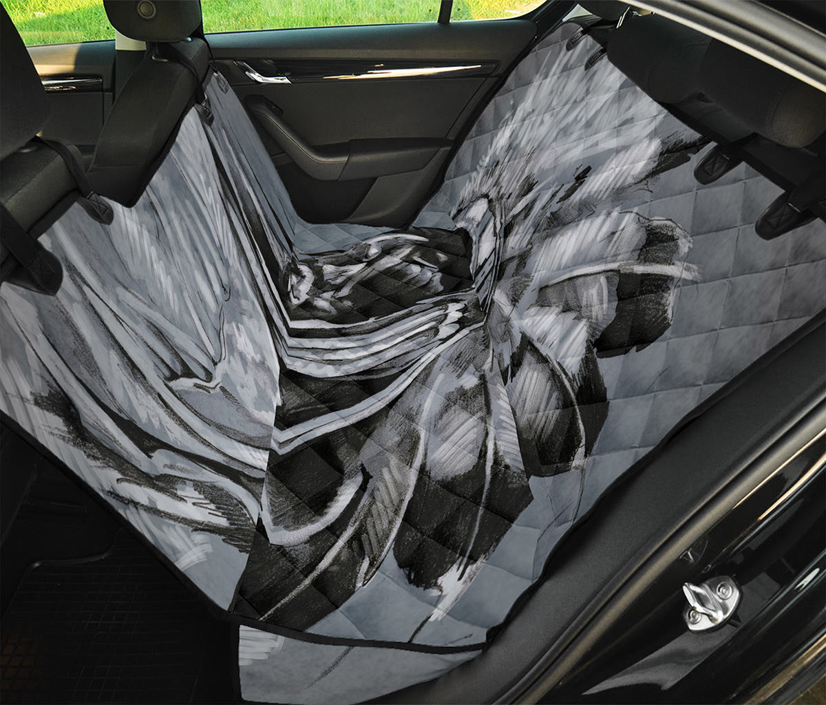 Monochrome Native Indian Portrait Print Pet Car Back Seat Cover