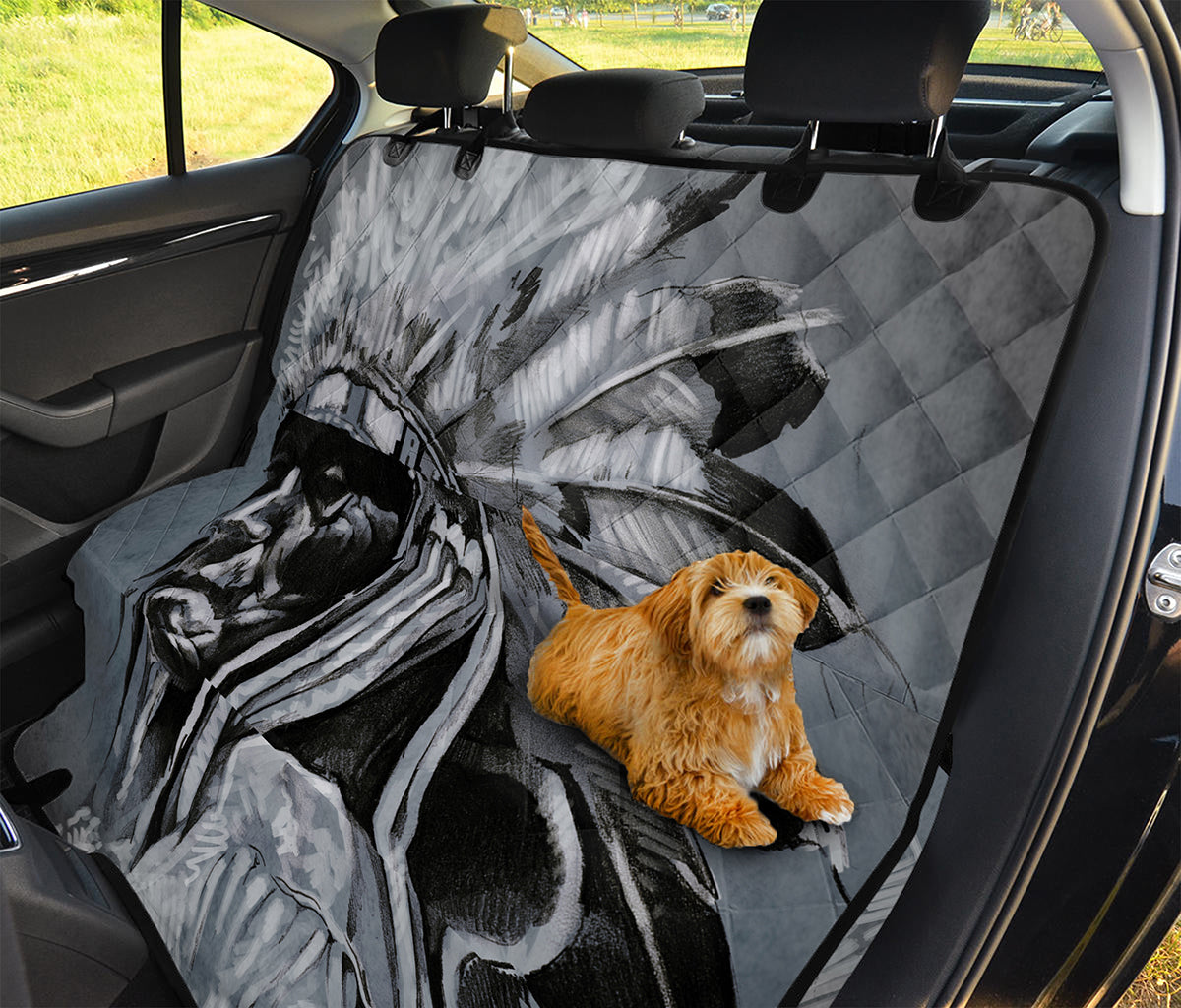 Monochrome Native Indian Portrait Print Pet Car Back Seat Cover