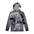 Monochrome Native Indian Portrait Print Pullover Hoodie