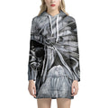 Monochrome Native Indian Portrait Print Pullover Hoodie Dress