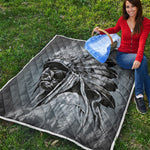 Monochrome Native Indian Portrait Print Quilt