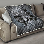 Monochrome Native Indian Portrait Print Quilt
