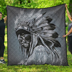 Monochrome Native Indian Portrait Print Quilt