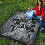 Monochrome Native Indian Portrait Print Quilt