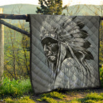 Monochrome Native Indian Portrait Print Quilt
