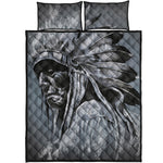 Monochrome Native Indian Portrait Print Quilt Bed Set