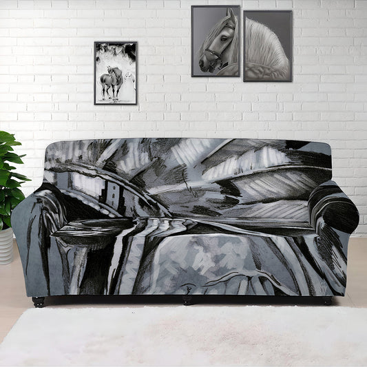 Monochrome Native Indian Portrait Print Sofa Cover
