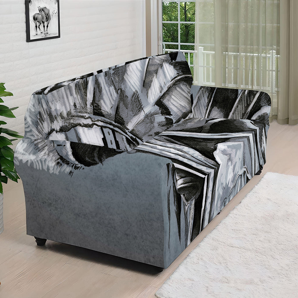 Monochrome Native Indian Portrait Print Sofa Cover
