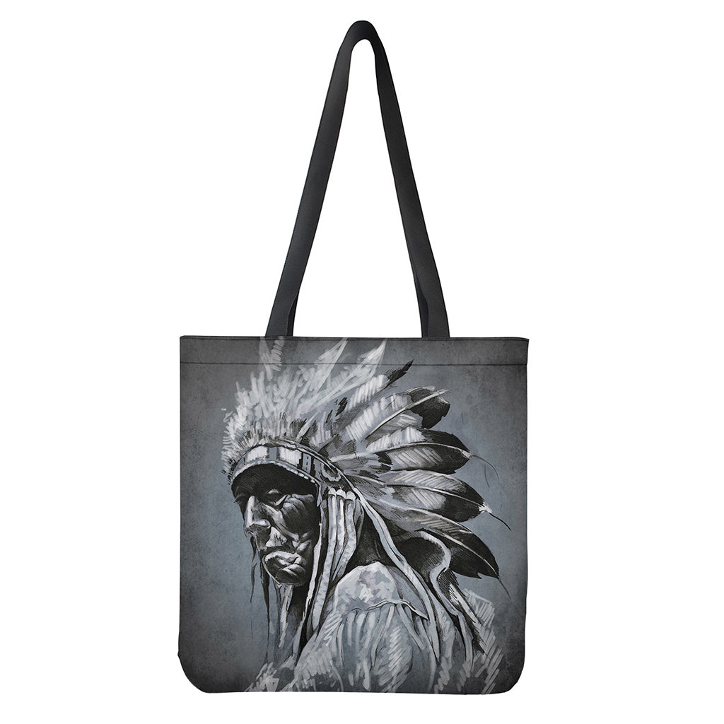 Monochrome Native Indian Portrait Print Tote Bag