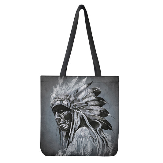Monochrome Native Indian Portrait Print Tote Bag