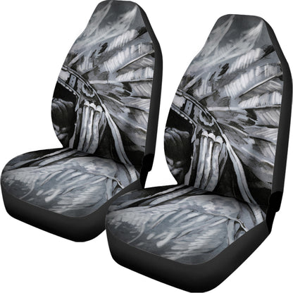 Monochrome Native Indian Portrait Print Universal Fit Car Seat Covers