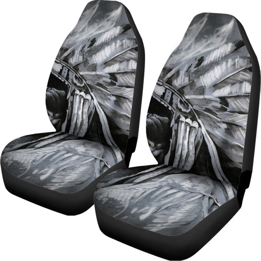 Monochrome Native Indian Portrait Print Universal Fit Car Seat Covers