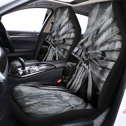 Monochrome Native Indian Portrait Print Universal Fit Car Seat Covers