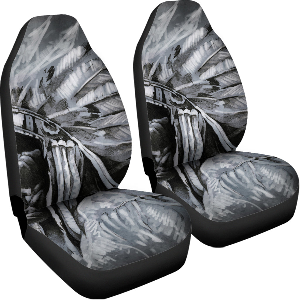 Monochrome Native Indian Portrait Print Universal Fit Car Seat Covers