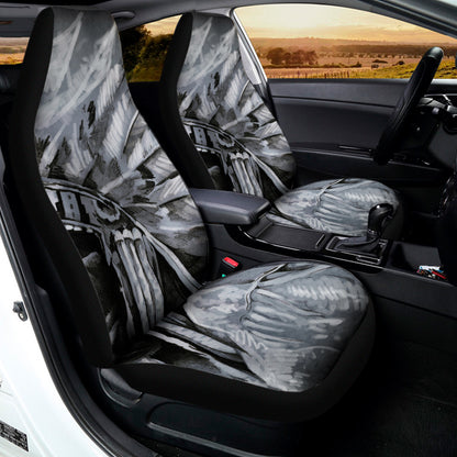 Monochrome Native Indian Portrait Print Universal Fit Car Seat Covers