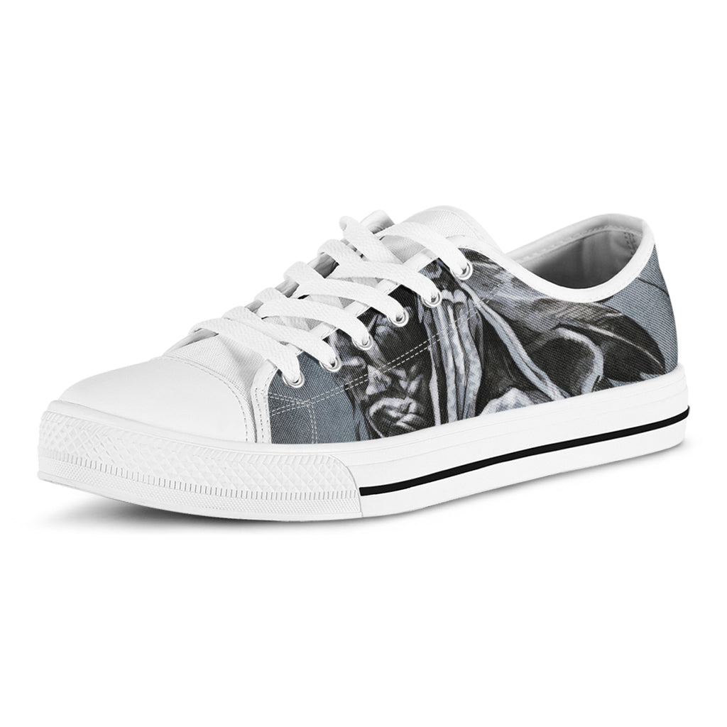 Monochrome Native Indian Portrait Print White Low Top Shoes