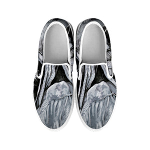 Monochrome Native Indian Portrait Print White Slip On Shoes