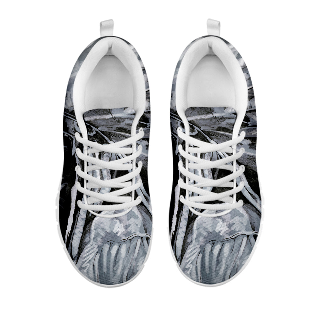 Monochrome Native Indian Portrait Print White Sneakers