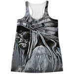 Monochrome Native Indian Portrait Print Women's Racerback Tank Top