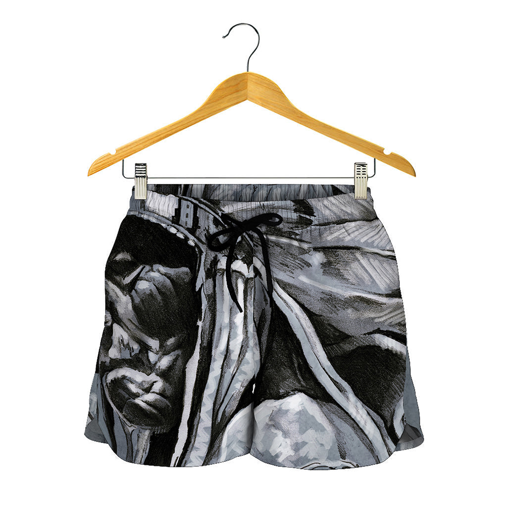 Monochrome Native Indian Portrait Print Women's Shorts