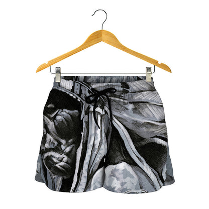 Monochrome Native Indian Portrait Print Women's Shorts