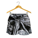 Monochrome Native Indian Portrait Print Women's Shorts