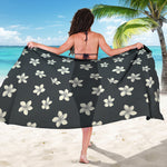 Monochrome Plumeria Pattern Print Beach Sarong Wrap