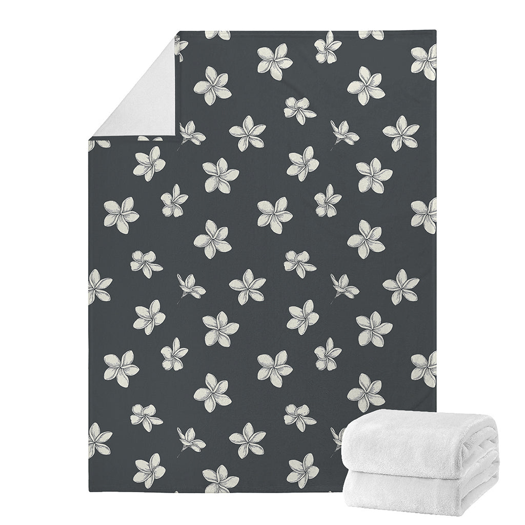 Monochrome Plumeria Pattern Print Blanket