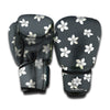 Monochrome Plumeria Pattern Print Boxing Gloves