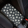 Monochrome Plumeria Pattern Print Car Center Console Cover