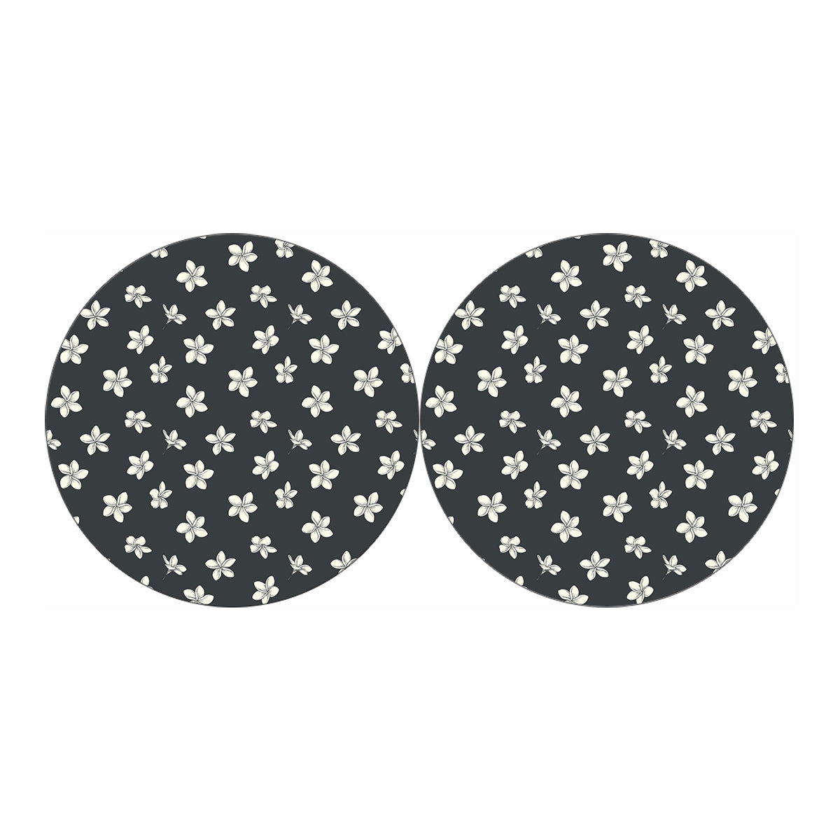 Monochrome Plumeria Pattern Print Car Coasters