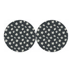 Monochrome Plumeria Pattern Print Car Coasters