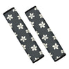 Monochrome Plumeria Pattern Print Car Seat Belt Covers