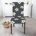 Monochrome Plumeria Pattern Print Dining Chair Slipcover
