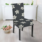 Monochrome Plumeria Pattern Print Dining Chair Slipcover