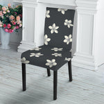 Monochrome Plumeria Pattern Print Dining Chair Slipcover