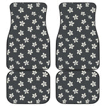 Monochrome Plumeria Pattern Print Front and Back Car Floor Mats